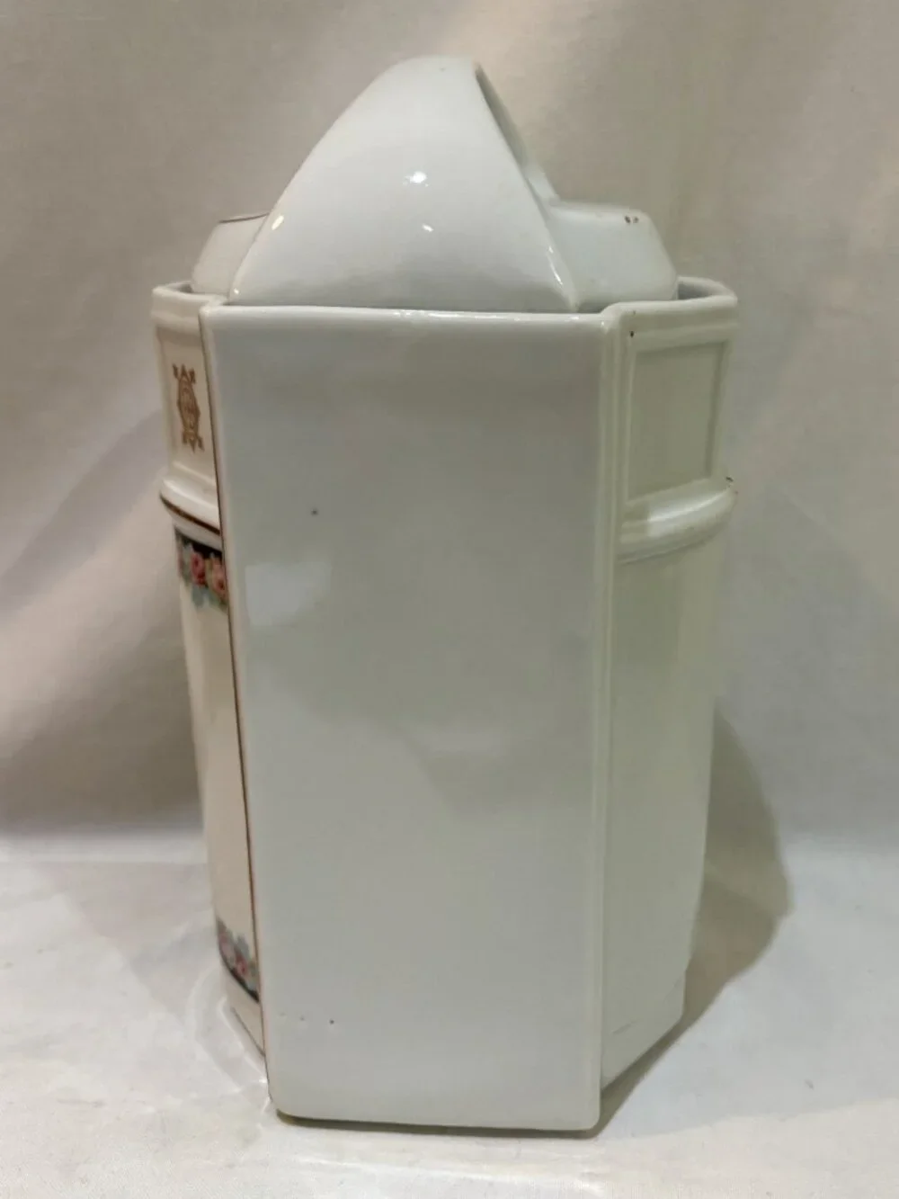 Vintage German Porcelain Rice Canister with Lid Rose Pattern
